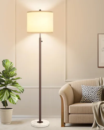 Miniatura 12 de 【Actualizado】Lámparas de pie doradas regulables para sala de estar, bombilla LED de 11 W incluida, lámpara de pie moderna con base de mármol, luz