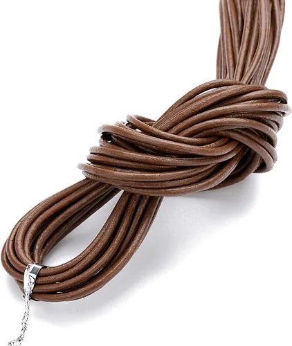 Miniatura 14 de Cuerda redonda de cuero real de 21 yardas, cuerda trenzada de cuero genuino para hacer joyas, collares, pulseras, cordones de zapatos, correas