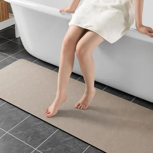 Miniatura 16 de Alfombras de baño de 32 x 17 pulgadas, tapetes de baño de tierra de diatomeas de secado rápido, absorbentes, tapetes de baño de goma antideslizante