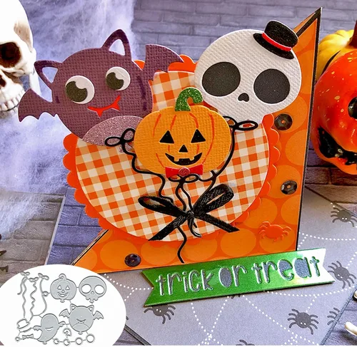 Troqueles de metal con forma de murciélago de globo espeluznante para Halloween, Halloween, fantasma, calavera, calabaza, murciélago, lazo,