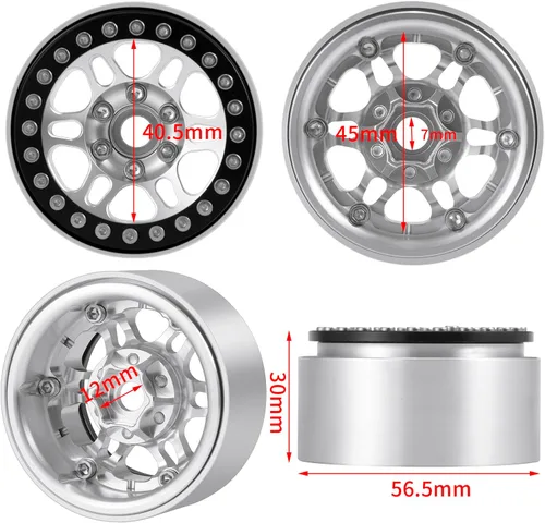 Miniatura 2 de AXSPEED Beadlock de metal de 1.9 pulgadas para llantas de rueda de oruga 1/10 TRX4 Axial Scx10 TRX4 Wraith D90 D110 RC Car, paquete de 4