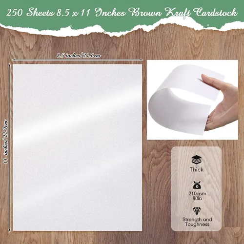 Miniatura 2 de 250 hojas de papel metálico de 8.5 x 11 pulgadas, tarjeta brillante de 80 libras, 210 GSM, papel de impresora de doble cara para bodas, cumpleaños