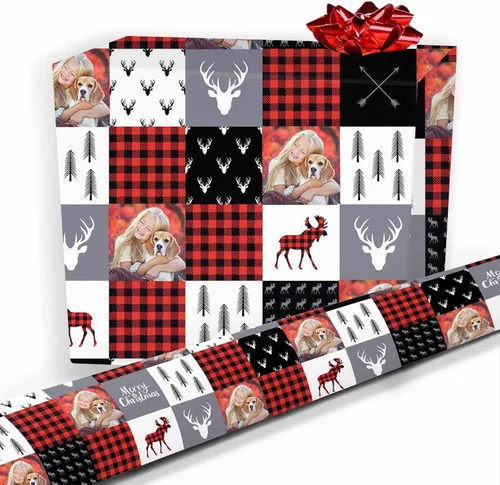 Miniatura 21 de Papel de regalo personalizado, divertido papel de regalo para cara, foto, nombre, Día del Padre, rollo de regalo para papá, hombres, mujeres, niños