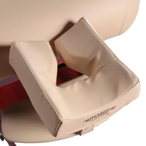 Miniatura 4 de Master Massage Claudia Mesa de masaje estacionaria con respaldo inclinado neumático y reposapiernas, color crema con patas de caoba, 30 pulgadas