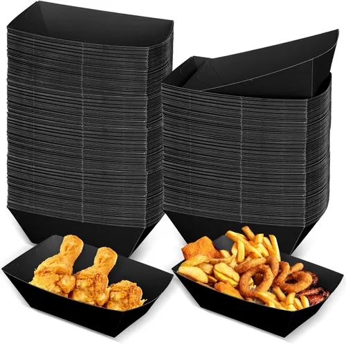 Uiifan 200 bandejas de papel desechables para alimentos y barcos, resistentes a la grasa, bandeja de cartón para perros calientes, soporte para
