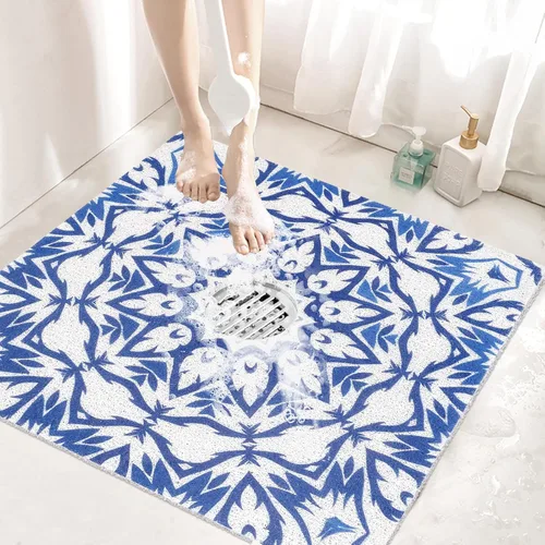 Tapete de ducha cuadrado antideslizante: 24 x 24 pulgadas, tapete de ducha de lufa para ducha interior, tapete de ducha antideslizante de PVC suave