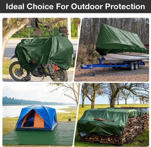 Miniatura 5 de Pattiumo Lona impermeable de 8 x 10 pies y 14 mil de lona resistente multiusos, cubierta protectora impermeable, resistente a los rayos UV, todo