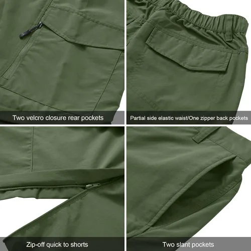 Miniatura 4 de Pantalones de senderismo para hombre, de secado rápido, ligeros, convertibles, con cremallera, para trabajo
