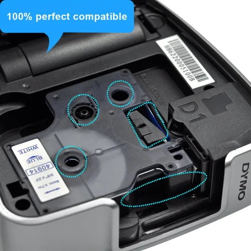 Miniatura 2 de 5PK cinta de etiqueta azul sobre blanco 40914 S0720690 Dymo D1 etiquetadora de 3/8 "0.354 in compatible con Dymo LabelManager 160 210D 280
