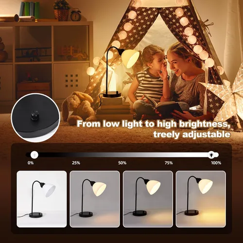 Miniatura 3 de Lámparas de escritorio, lámparas de mesa para dormitorios con 2 puertos USB, lámparas de noche regulables continuas, lámpara ajustable para sala