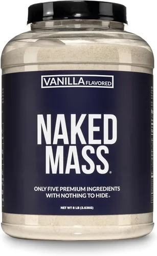Polvo de proteína natural para ganar masa muscular Naked Mass, 8 libras a granel, sin OMG, sin gluten, sin soya Sin Ingredientes Artificiales, 1250