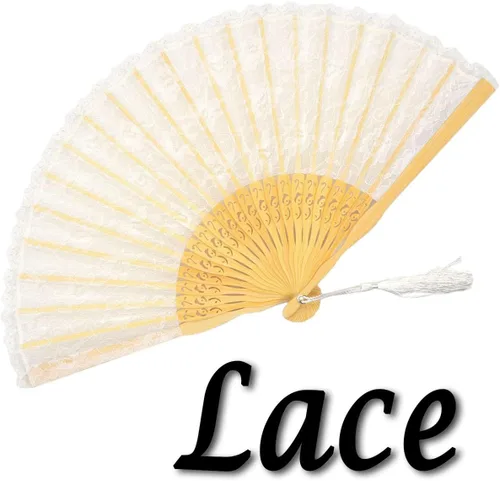 Miniatura 8 de OMyTea® Abanicos plegables de mano para mujer "Sexy Lace 8.66" con marco de bambú, con una funda de tela para protección para regalos, estilo retro