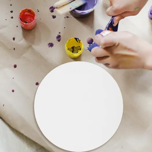 Miniatura 5 de 6 piezas de 7.9 in de lienzo redondo tablero de dibujo de arte tablero de pintura artística de forma redonda tablero de lienzo de pintura al óleo