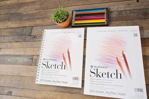 Miniatura 6 de Strathmore Cuaderno de bocetos Serie 200, Bloc Encuadernado con Cinta, 9x12 pulgadas, 100 Hojas (50 libras/74g) - Papel de Artista para Adultos