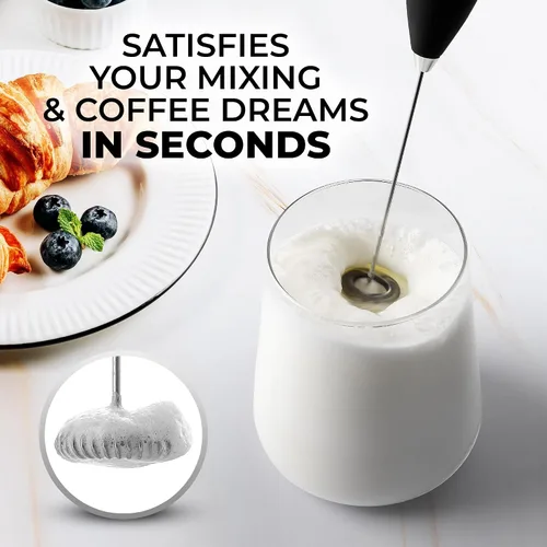 Miniatura 2 de Zulay Kitchen Batidora Espumadora de Leche con Varilla Alimentada por Duracell Mezclador de Bebidas - Duradero, Motor Z Max Patentado - Batidor