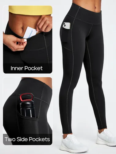 Miniatura 3 de Heathyoga - Pantalones de yoga para mujer, leggings con bolsillos para mujer, pantalones de yoga de cintura alta con bolsillos, leggings