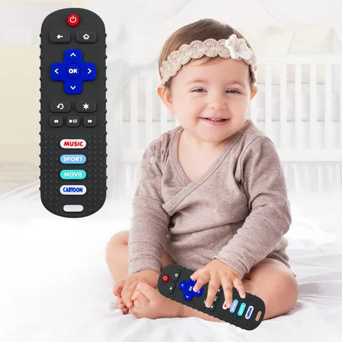 Miniatura 3 de Paquete de 2 mordedores con forma de control remoto para bebé, juguete para bebés, control remoto de TV, juguetes de dentición con control remoto