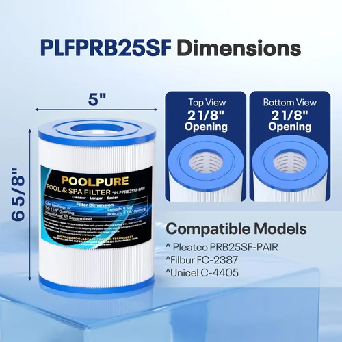 Miniatura 2 de POOLPURE Filtro de spa PRB25SF reemplaza a Unicel C-4405, Filbur FC-2387, PRB25SF-PAIR, Marquis 20342, R172464, APCC7062, CMP 25392-000-100