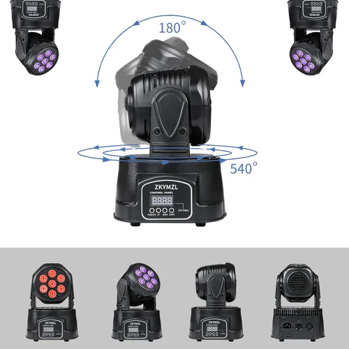 Miniatura 3 de ZKYMZL 7x12W RGBW (4 en 1) Iluminación de la etapa del LED con 9/14 CH por DMX512 Control y Actividades de Sonido - Cabeza móvil Dj Luces