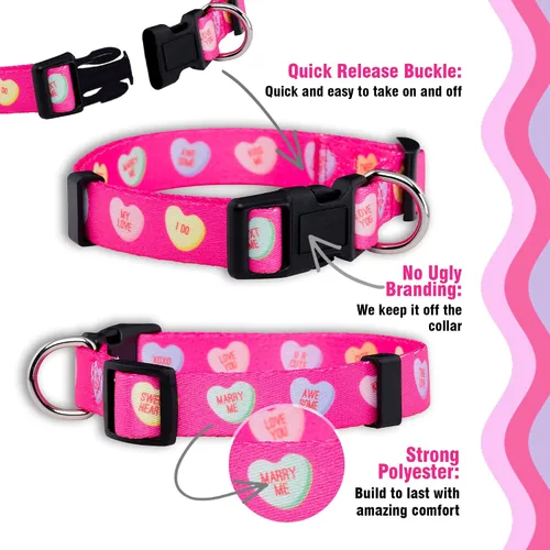 Miniatura 4 de Collar de perro con diseño de corazón para el día de San Valentín, de Native Pup, L, Candy Hearts Corazones de caramelo