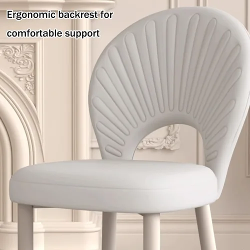 Miniatura 5 de Upholstered Kitchen Chairs Set, Dining Room Chair with Leather Cushion Seat, Lobby Chair with Metal Leg for Kitchen Living Room White