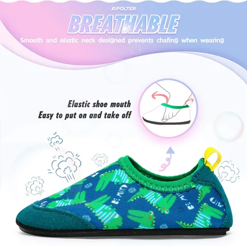 Miniatura 6 de Apolter - Zapatos de agua o natación estilo calcetín para niños, unisex, antideslizantes, para la playa o piscina, color aguamarina
