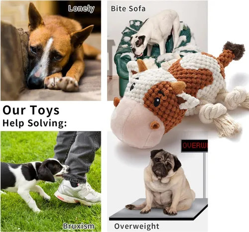 Miniatura 3 de Sedioso Juguetes para perros, juguete de peluche para perros para razas grandes, bonitos juguetes chirriantes para perros con papel arrugado