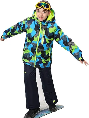 Miniatura 3 de WOWULOVELY Traje de esquí para niño grande de 2 piezas con bloques