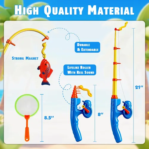 Miniatura 3 de CozyBomB™ Juego de juguetes de pesca magnéticos para niños, mesa de agua, bañera para niños, piscina, fiesta, caña de caña, pesca flotante