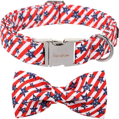 Miniatura 13 de Unique style paws Collar de perro para el día de San Valentín con lazo de flores, collar de cachorro de corazón azul, el mejor regalo para niños