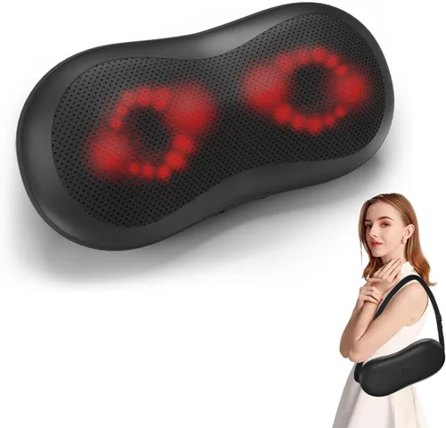Miniatura 2 de Almohada de masaje ajustable para cuello y hombros con correa mágica, motor de cobre de alta potencia, control manual y masajeador de espalda