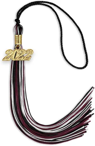 Miniatura 112 de Endea Graduation Borla mixta de triple color con gota de fecha dorada (negro/dorado/blanco, 2021)
