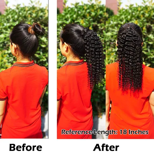 Miniatura 5 de Extensiones de cola de caballo con correa de cabello humano rizado, 100% cabello brasileño sin procesar, cola de caballo, pasta mágica con clip