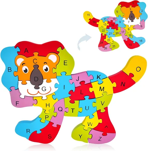 Miniatura 19 de lovestown - Rompecabezas de madera con diseño de animales, rompecabezas con letras, diseño de serpiente.