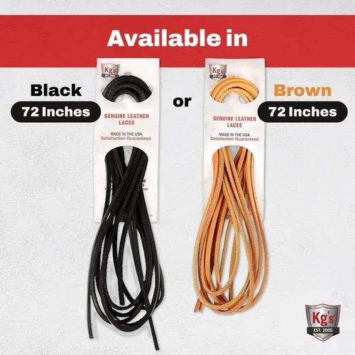 Miniatura 6 de Kg's Cordones de cuero auténtico cordones de zapatos de cuero 100% genuino para adultos, los cordones de cuero para botas son resistentes y duraderos