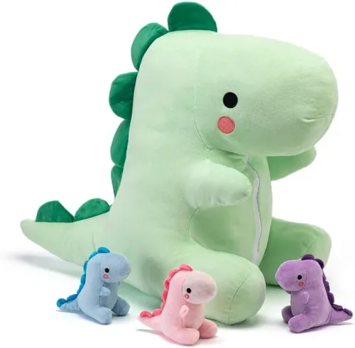 Miniatura 9 de Peluche de araña de peluche con sorpresa – Suave animal de peluche mamá araña con 3 arañas bebé en barriga con cremallera, juego para niños