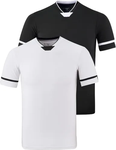 Paquete de 2 camisetas de fútbol para niños jóvenes, camisetas de entrenamiento blancas y negras para niños, camisetas de manga corta de rendimiento