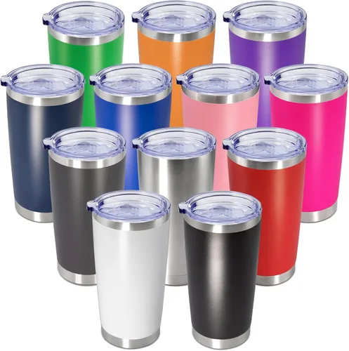 Miniatura 44 de Vaso de viaje de café de 20 onzas a granel con tapa, acero inoxidable de doble pared aislada al vacío, tazas con recubrimiento en polvo, para Rosa