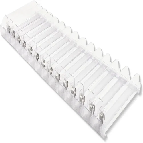 Miniatura 10 de Paquete de 15, empujadores de estante con resorte 3N de 3 pies para estantes de góndola de 12 pulgadas, capacidad de peso de hasta 1 a 6 onzas
