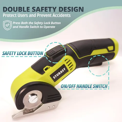 Miniatura 2 de Tijeras eléctricas inalámbricas, cortador de cartón eléctrico con bloqueo de seguridad, cortador de cajas eléctrico de 4 V 2000 mAh para cartón