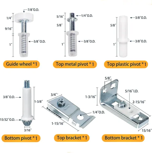 Miniatura 2 de Kit de reparación de herrajes para puertas plegables, 1 paquete de herramientas de repuesto para puerta de armario plegable