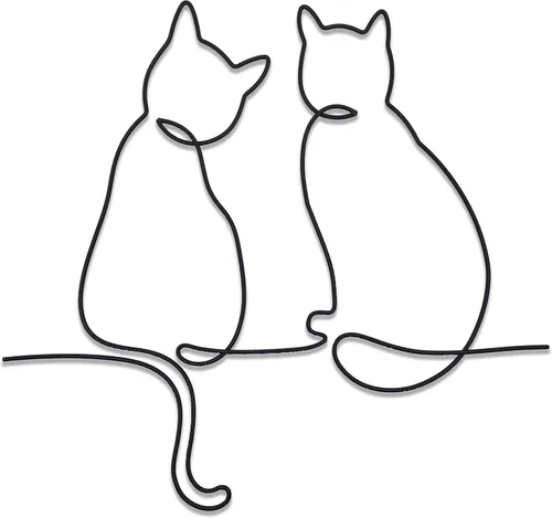 Matani Arte de Pared de Perro de Metal | Decoración de Metal | Decoración Minimalista para Habitación y Sala de Estar (Labrador Dormido, Gatos)