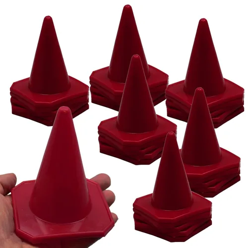 Miniatura 7 de BlueDot Trading Mini conos de tráfico de plástico rojos de 4 pulgadas Juego de 10 para entrenamiento de agilidad, carreras a control remoto