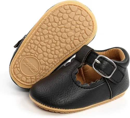 myppgg Zapatos planos Mary Jane para bebé niña, con lazo brillante, vestido de princesa, zapatos de cuna antideslizantes para niños pequeños que