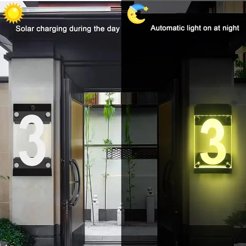 Miniatura 3 de Acrylic - Letrero de dirección solar, números solares iluminados con LED para exteriores, control remoto RGBW que cambia de color, impermeable