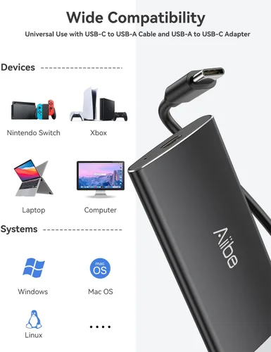 Miniatura 7 de Aiibe SSD externo de 2 TB USB C SSD portátil USB 3.2 Gen 2, hasta 1050 MB/s, disco duro externo de 2 TB Unidad de estado sólido externa para iPhone