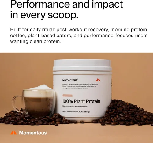 Miniatura 4 de Momentous Proteína vegana en polvo – 0.71 oz de proteína vegetal – Certificado NSF para deporte – Vegano – Sin OGM – Sin gluten – 12 porciones