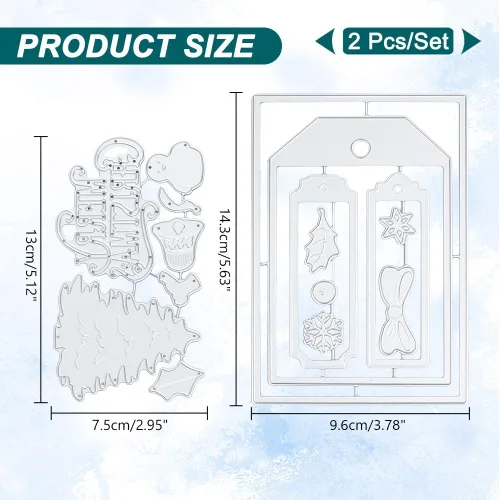 Miniatura 2 de INFUNLY Troqueles de corte de palabras de Feliz Navidad para árbol de Navidad, troqueles de metal para hacer tarjetas, copos de nieve, campanas