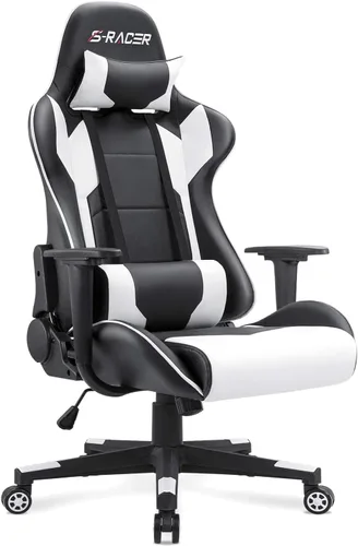 Homall - Silla ejecutiva con respaldo alto, de piel sintética, ergonómica, ajustable y giratoria con soporte lumbar y reposacabezas para juego,