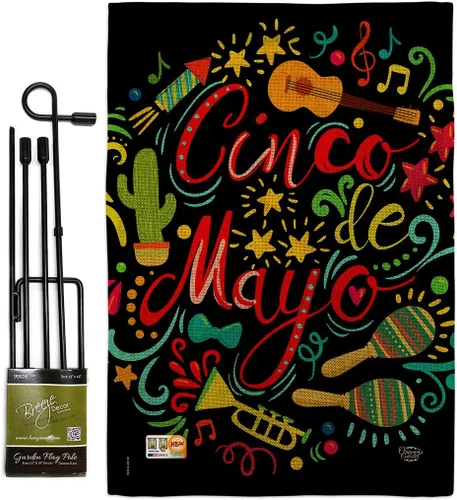 Miniatura 15 de Bandera de jardín de El Fiesta Cinco de Mayo – Fiesta de Verano Cactus Pinata Sombrero Mexicano al aire libre – Cartel de decoración de la casa